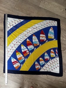 Foulard 100% pura seta vintage donna P.L. Gallieni. Vibrazioni nautiche. 33x33. - Foto 1 di 7