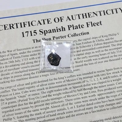 1715 Flota México Cob 1/2 Real Incrustada con Carcasas Certificado de Autenticidad Salvamento Reciente *K348 Foto 1 de 4
