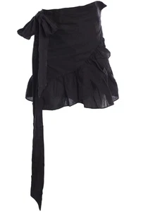 ISABEL MARANT ETOILE BLACK LINEN MINI SKIRT FR 36 UK 8 - Picture 1 of 4