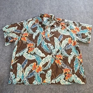 Tori Richard Hawaiian Shirt Mens 4XL Brown Floral Palm Tree  - Picture 1 of 8