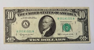 1963 10 $ Ten Dollar Schein zirkuliert Federal Reserve Note Boston USA Papiergeld - Bild 1 von 8