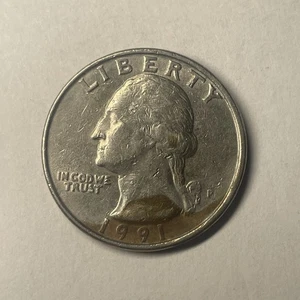 1991- P Washington Error Quarter Missing Clad Layer On Obverse And Reverse - Picture 1 of 2