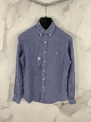 Polo Ralph Laurn Blue/White Striped Linen Button Shirt Classic Fit Size S - Image 1 of 4