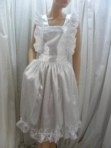 adult baby sissy white satin apron fancydress cosplay vintage french maid pinny - Picture 1 of 13