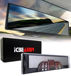 ICBEAMER 400mm Wide Convex Interior Clear Rear View Universal Fit Mirror U347 - Picture 1 of 8