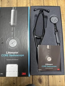 Estetoscopio digital 3M Littmann CORE pieza de pecho negra, tubo, vástago y cabeza - Imagen 1 de 6