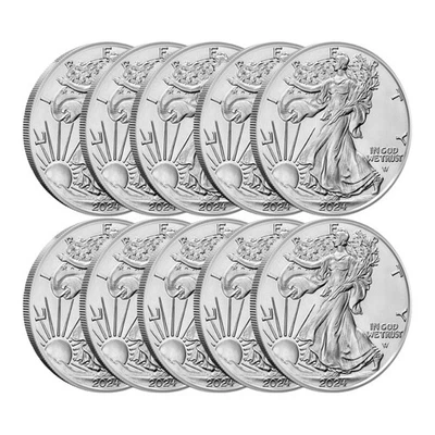 Moneda American Silver Eagle 2024 1 oz (BU - Lote de 10) Foto 1 de 3