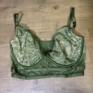 Reggiseno Victorias Secret molto sexy sfoderato demi pizzo 32DD verde nuovo - Foto 1 di 7