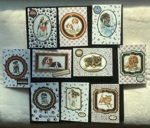LOT OF 10 BLANK NOTE CARDS WITH ENVELOPES, HANDMADE 4 3/4 X 3 1/2, DOG THEME,NEW - Picture 1 of 11