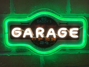 11.5" X 6.5" LED USB Powered Dimmable "Big Daddys Garage" Neon Sign...Ships Free - Picture 1 of 11