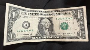 Dollar Bill Fancy Serial Number $1 2009 Currency  Repeating 30s A35353634B - Picture 1 of 4