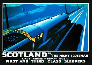 Reproduktion Vintage "The Night Scotsman" Reiseposter, Wandbild, Größe A2 - Bild 1 von 1