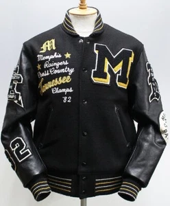 Whitesville Wool x Leather Award Jacket WV12838 Black Multicolor Size: 42 Men - Picture 1 of 11