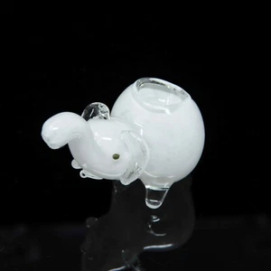 Handmade Little White Baby Elephant Smoking Bowl Glass Pipes 3 inch - US Seller - Picture 1 of 7