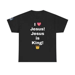 I love Jesus! Jesus is King! Unisex Heavy Cotton Tee - Picture 1 of 21