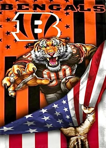 (2) Cincinnati Bengals US Flag Mascot 5x3.5 Waterproof Vinyl Stickers Car Decal Cover