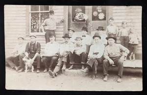 Antique RPPC Western Men Boys in Hats and Dog ~ Solio Stamp Box Unposted - Picture 1 of 5