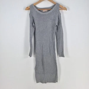 Avenue womens bodycon dress size XS grey stretch long sleeve cold shoulder074580 - Picture 1 of 8