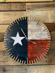 18" Texas Flag Bullet Clock - 5.56 NATO hrs / 9mm Mins - Picture 1 of 1