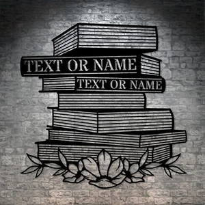 Personalized Floral Home Library Metal Sign. Custom Reading Room Wall Decor Gift - Picture 1 of 6