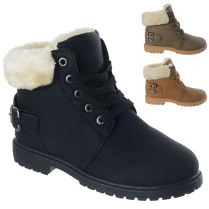 Mädchen Kinder Flache Schnürstiefeletten Winter Warm Rutschfeste Sohle Kinderschuhe Gr. - Bild 1 von 10