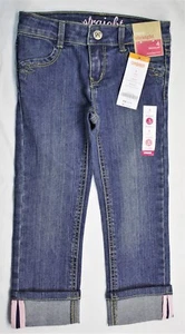 Gymboree Adjustable Waist Regular Straight Leg Jeans Dark Denim Girls Size 4 NWT - Picture 1 of 4