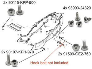 Honda CBR125R 2004-2006 Heckverkleidung Schulterschrauben & Blechschrauben - Bild 1 von 13
