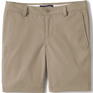 Lands' End School Uniform Girls Active Chino Shorts Size 14 #528425 Khaki - Picture 1 of 4