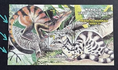 2000 Malaysia Protected Mammals Mini-Sheet Stamp (Error Cutting Mis-align) Lot A - Image 1 of 2