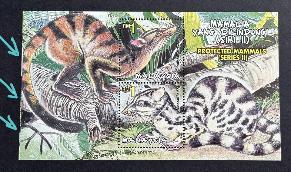 2000 Malaysia Protected Mammals Mini-Sheet Stamp (Error Cutting Mis-align) Lot A - Image 1 of 2