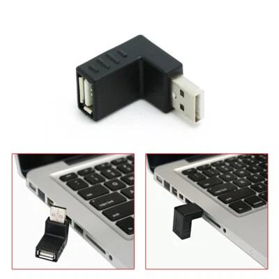 Right-Angle USB Male to Up Facing Horizontal Female Adapter Extension Connector. - Image 1 of 4