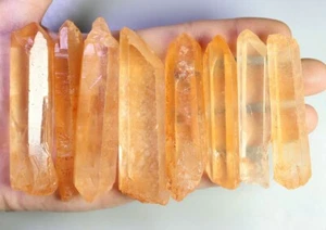 Hermosa muestra mineral punta varita cristal cuarzo transparente rosa natural 8 un. - Imagen 1 de 11