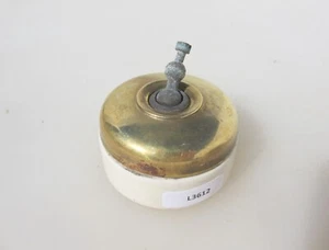 Antique Brass & Ceramic Light Switch Old Dolly Toggle Vintage Art Deco - Picture 1 of 10
