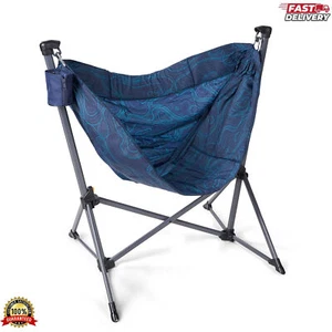 Hammock Chair Nylon Patio Camping Portable Collapsible Outdoor Yard Bed Blue NEW - Picture 1 of 8