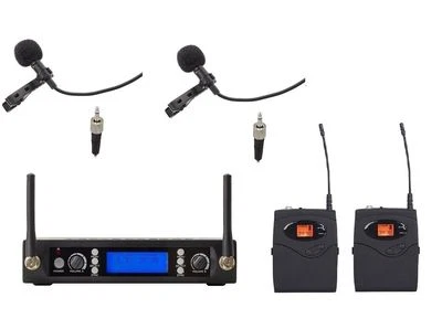UHF Dual Wireless Lavaier Lapel Microphone System micro cravate - Image 1 of 3