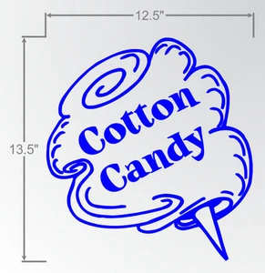 Cotton Candy Fair Food Stand LARGE 12.5x13.5 Outdoor Durable BLUE Decal Sticker - Picture 1 of 1