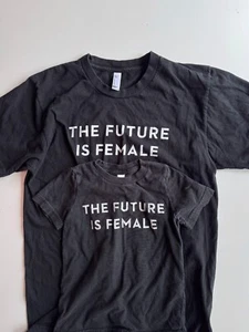 AMERICAN APPAREL Black "The Future Is Female" Mother Daughter T-Shirts, Size M/2 - Picture 1 of 10