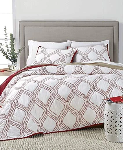 Ropa de cama Martha Stewart Gramercy Gate reversible algodón doble edredón rojo $220 Foto 1 de 4
