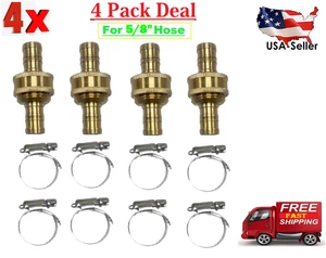 5/8" Garden Brass Mender End Repair Kit Hose Connector Male Female (4 Pack) - Picture 1 of 7