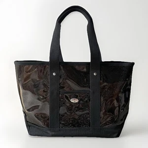 Tasche Beuteltasche Coach schwarz durchsichtig glitzernd Lack klar schimmernd - Bild 1 von 14