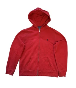 Polo Ralph Lauren Hoodie Red Full Zip Jacket Cotton Pockets Boys Size XL 18-20 - Picture 1 of 7