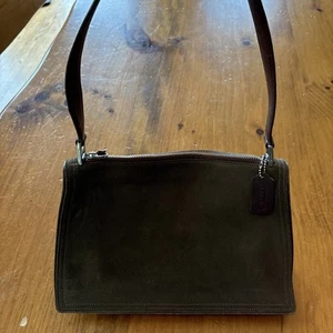 Vintage Olive Green Suede Nubuck Leather Coach H92-6146 Purse Handbag - Picture 1 of 23