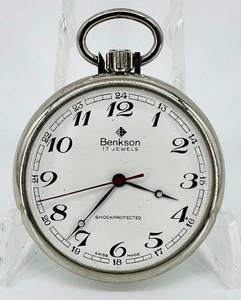 Vintage Benkson 17 Jewel Swiss Made Taschenuhr - Zugszene Gehäuse - funktioniert - Bild 1 von 7