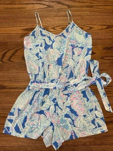 Lilly Pulitzer Women’s Size 10 Deanna Feeling Tanked Print Romper Belt - Picture 1 of 4