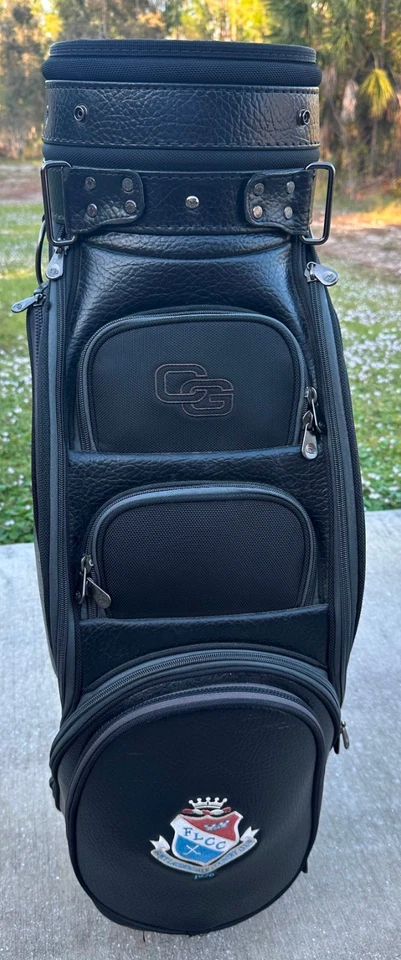 Bolsa de golf The Club Glove de cuero tradicional de 6 vías negra vintage con cubierta para lluvia Foto 1 de 4