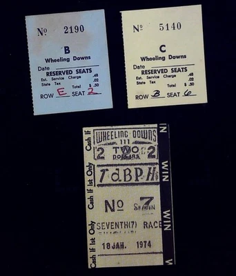 Boletos + Juego de boletas de apuestas Lote x3 Wheeling Downs Greyhound Racing 18/01/1974 Foto 1 de 2