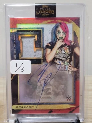 2020 Topps WWE Fully Loaded Asuka Red Match Used Ladder Relic Auto On Card 1/5 - Image 1 of 2
