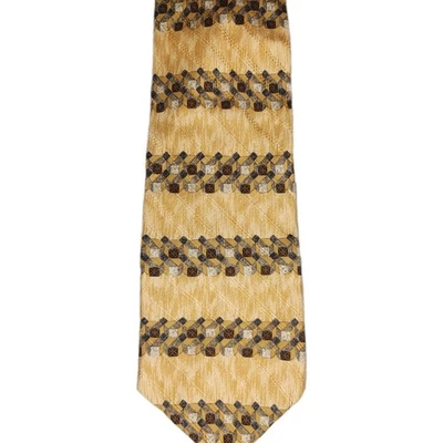 Geometric tan brown square abstract art design Men's Neck Tie Necktie Claiborne - Image 1 of 4
