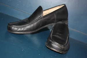 Vtg Barker England black penny loafer shoes all leather sz 10.5 F mod revival - Picture 1 of 15