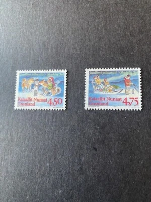 1997 GREENLAND # # 327-328, CHRISTMAS,DOG SLED ,COMPLETE, MNH - Image 1 of 4